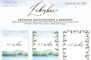 Watercolor Lake Clipart - Lakeshore