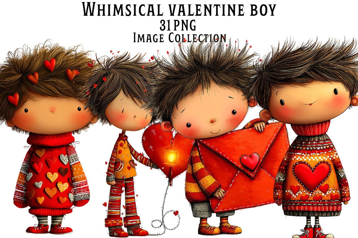 Whimsical Valentine Boy Clipart, an Illustration by Dream Creation (Photo 1 of 4)