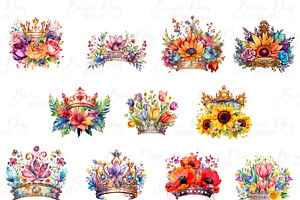 Watercolor Crown With Flower Clipart