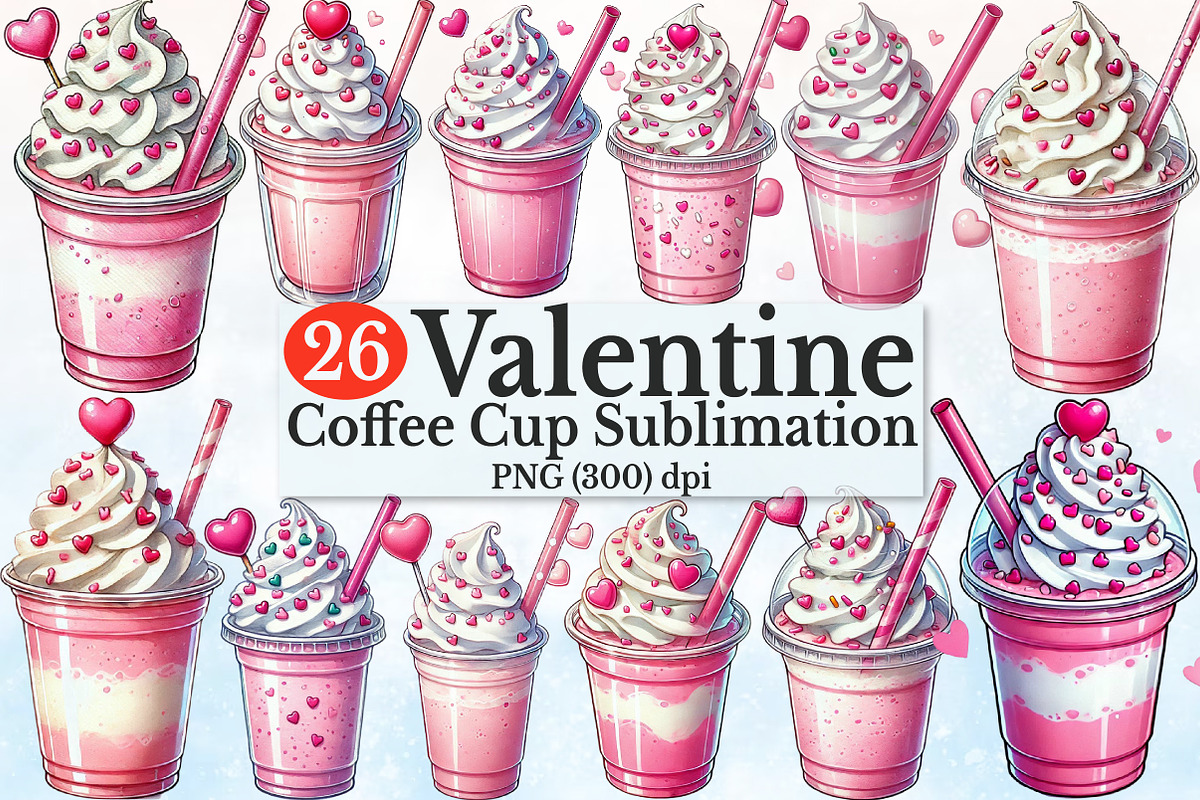 Pink Valentine Coffee Cup Clipart Bu, a Seasonal Illustration by Rose Art (Photo 1 of 4)