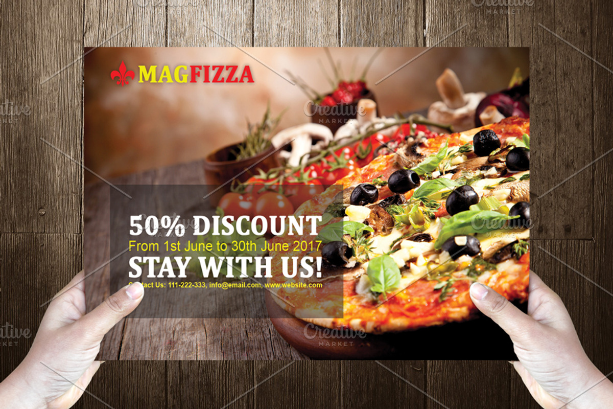 Pizzano Post Card Template Design, a Card Template by Dueza.Com