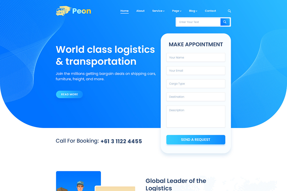 Peon - Logistic PSD Template, a Landing Page Template by Andit themes (Photo 5 of 34)