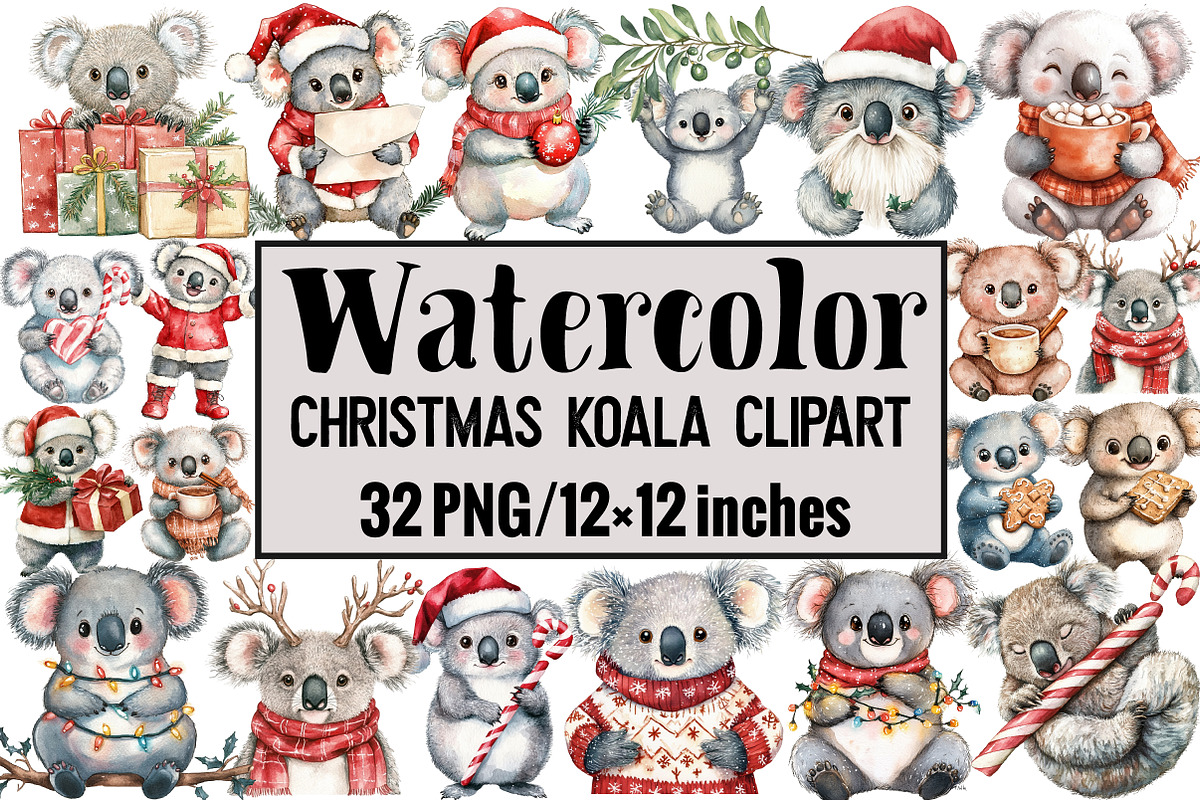 Christmas Koala Clipart, an Illustration by Design Market (Photo 1 of 4)