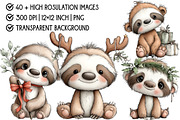 Whimsical Christmas Sloth Clipart, an Illustration by Pixels.Craft (Thumbnail 4 of 6)