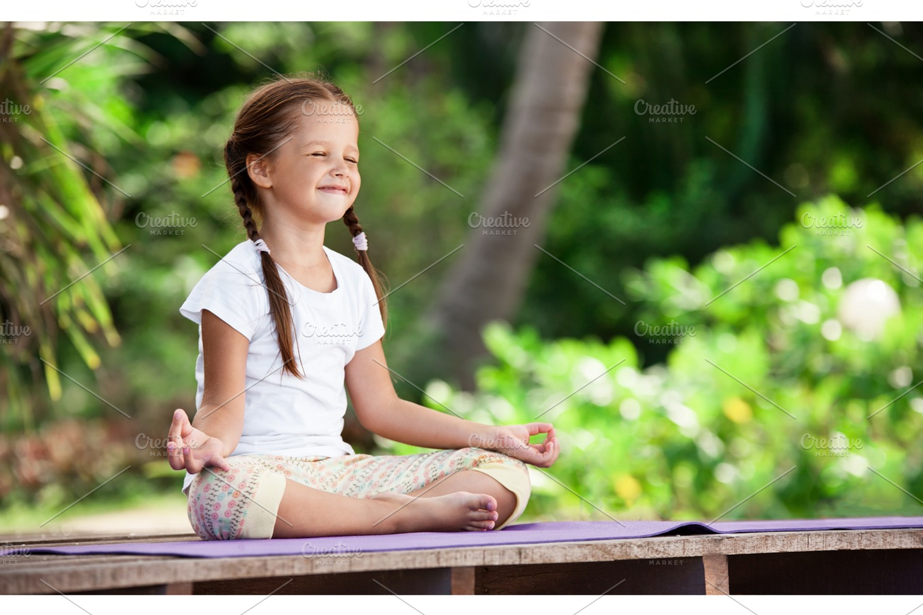 Child doing exercise on platform outdoors healthy lifestyle yoga girl, a Person Photo by Jyliana's shop