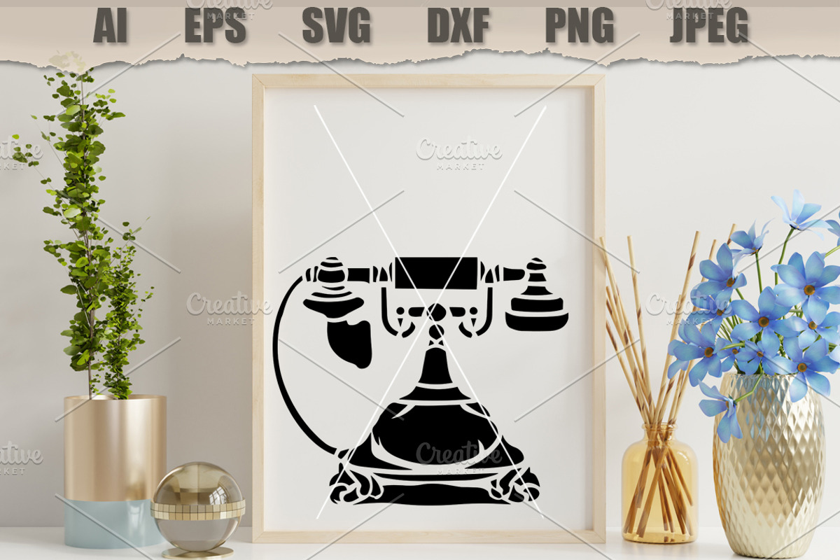 Stencil Vintage Telephone, a Decorative Illustration by MARYCRAFTIRIA (Photo 3 of 3)