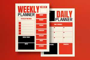 Beige Black Bold Weekly Planner, a Flyer Template by graphicook