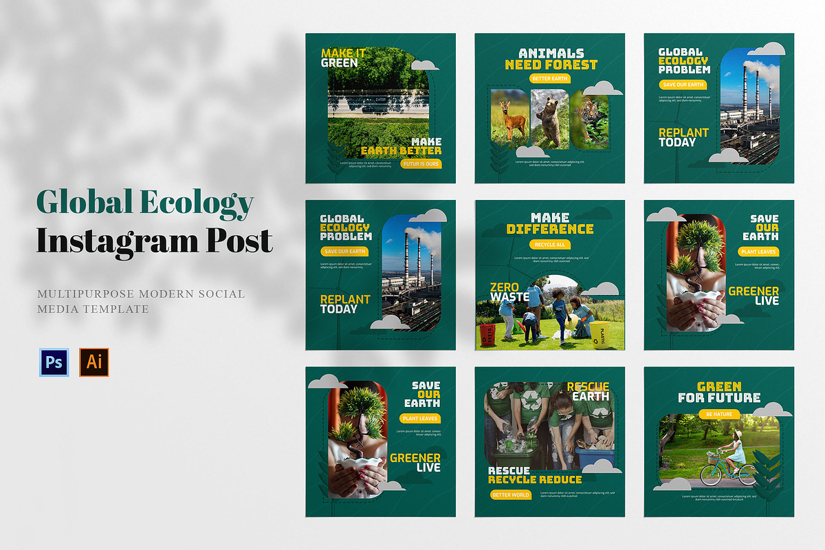 Global Ecology Social Media Post, a Social Media Template by inspirasign