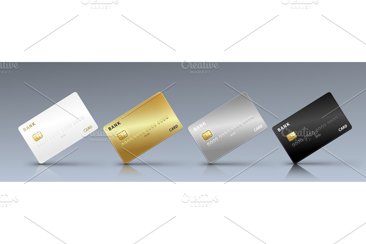 Bank credit card mockup with gold, a Finance Illustration by art PVP - market