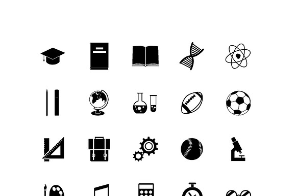 Set Of Black Education Icons