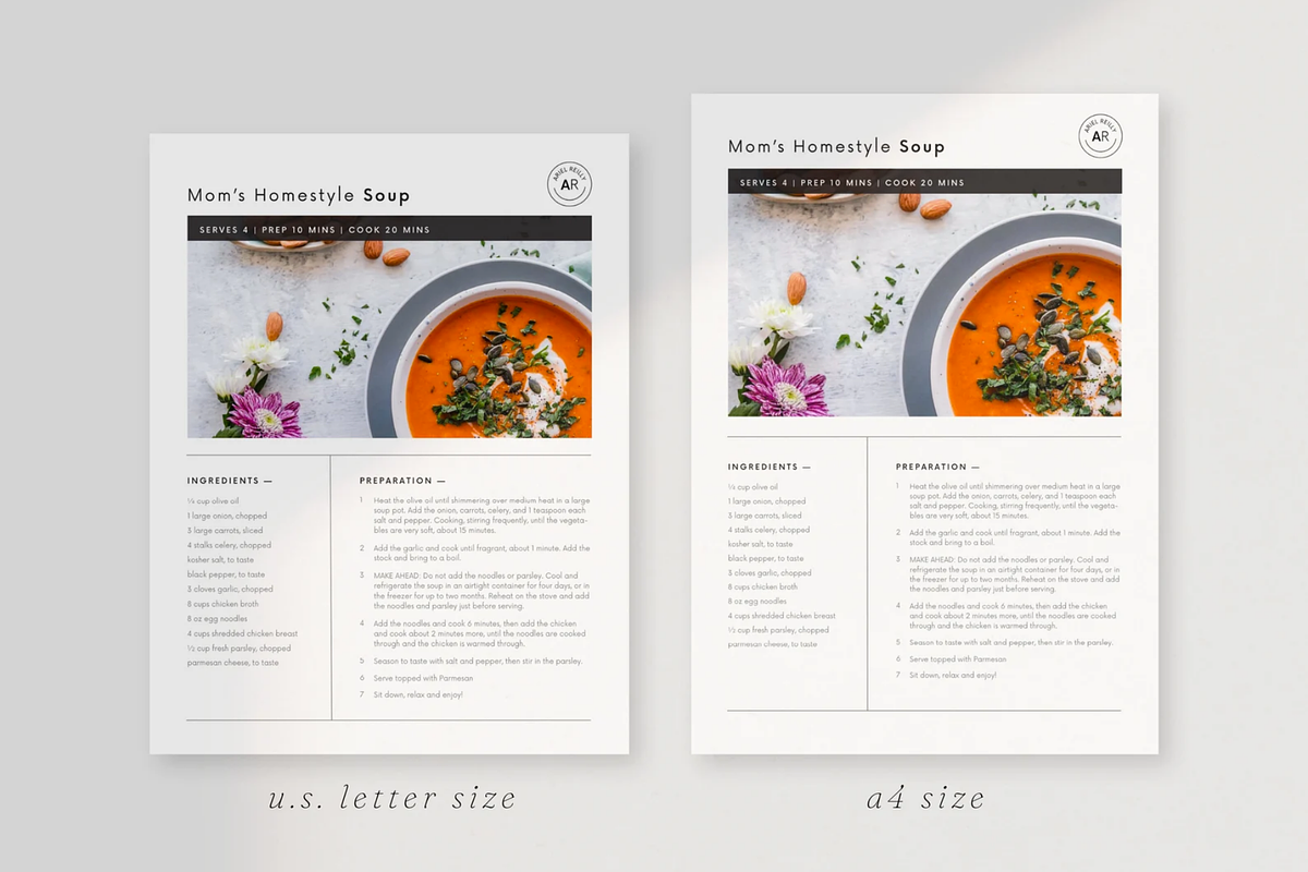 Minimal Recipe Template Canva, a Stationery Template by frommakertomaker (Photo 5 of 7)