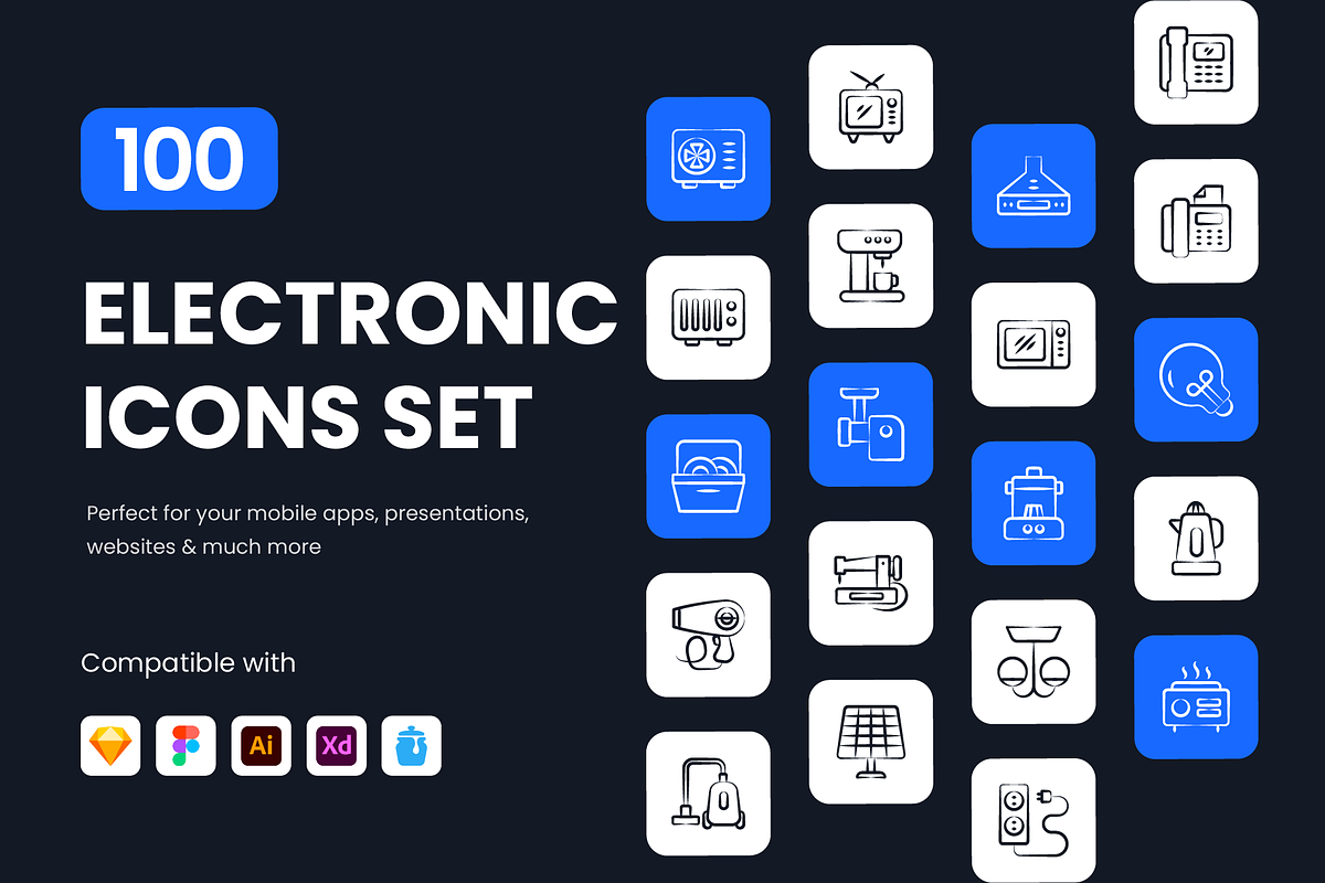 Electronics Icon Set, an Outline Icon by Brickclay (Photo 1 of 7)