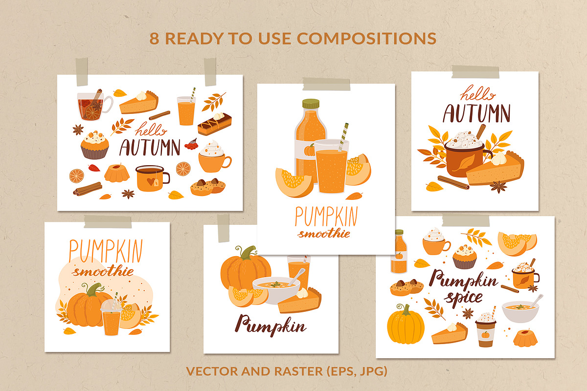 Pumpkin Spice Autumn Clipart, a Seasonal Illustration by Nadezhda Mikhailova (Photo 4 of 10)