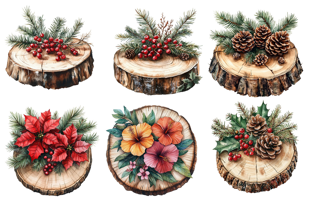 Christmas Wood Slice clipart, an Illustration by Designworld (Photo 3 of 6)