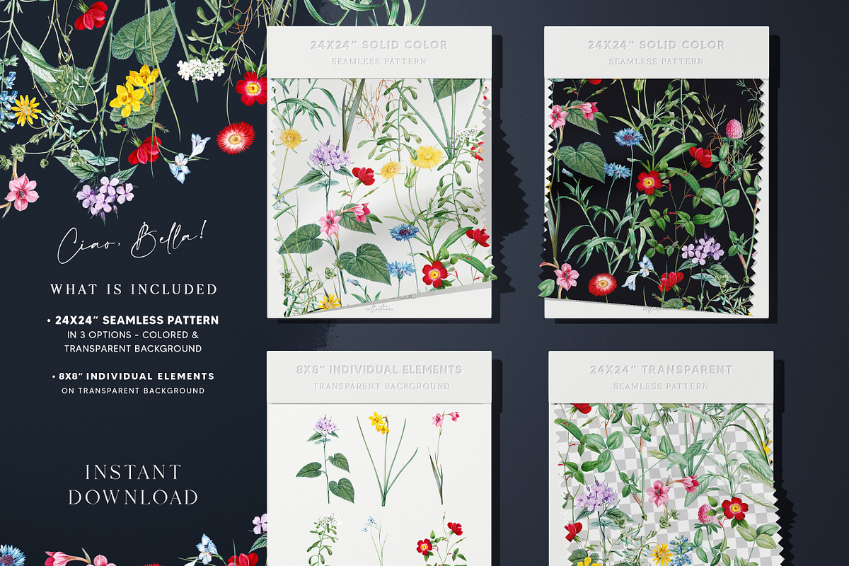 Vintage Summer Flower Paper Pack, a Pattern Graphic by paper aesthetic (Photo 4 of 8)