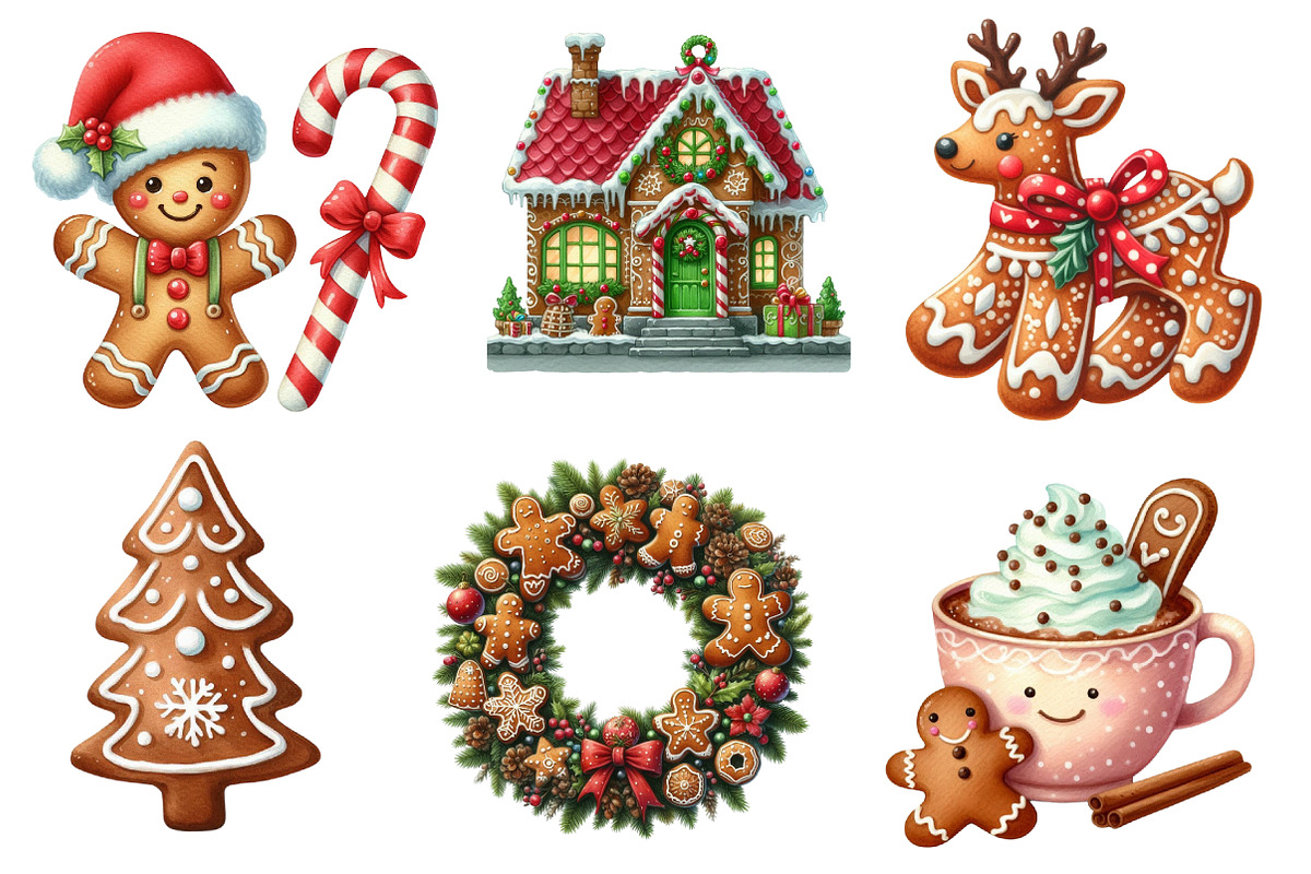 Watercolor Gingerbread Clipart, an Illustration by CreationArt (Photo 4 of 5)
