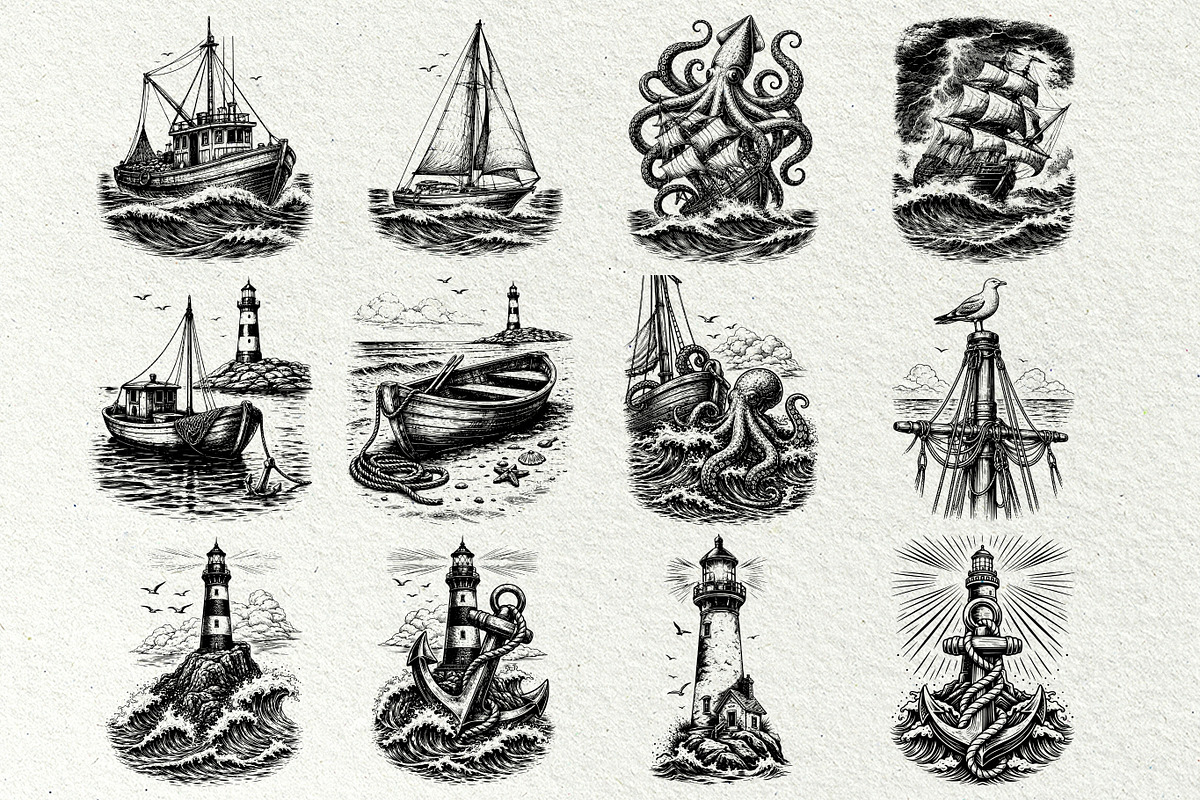 Nautical Engraving SVG Graphics, an Object Illustration by DENIDigitalArtSudio (Photo 2 of 6)