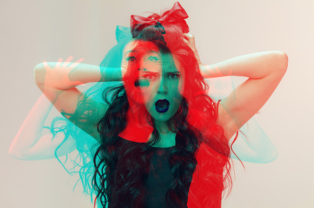 Multiple portrait with glitch duotone effect, a Person Photo by Volodymyr Melnyk