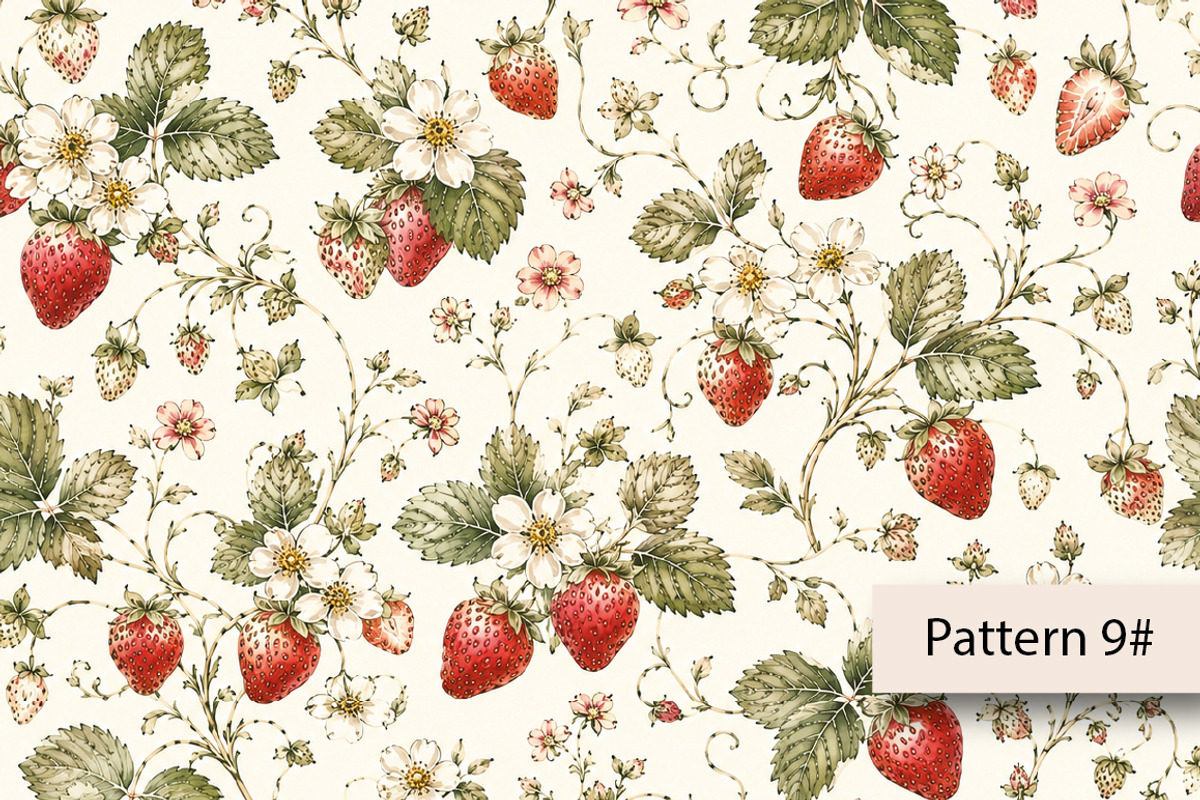 Strawberry Seamless Pattern, a Pattern Graphic by Villa 11 Estudio (Photo 10 of 13)