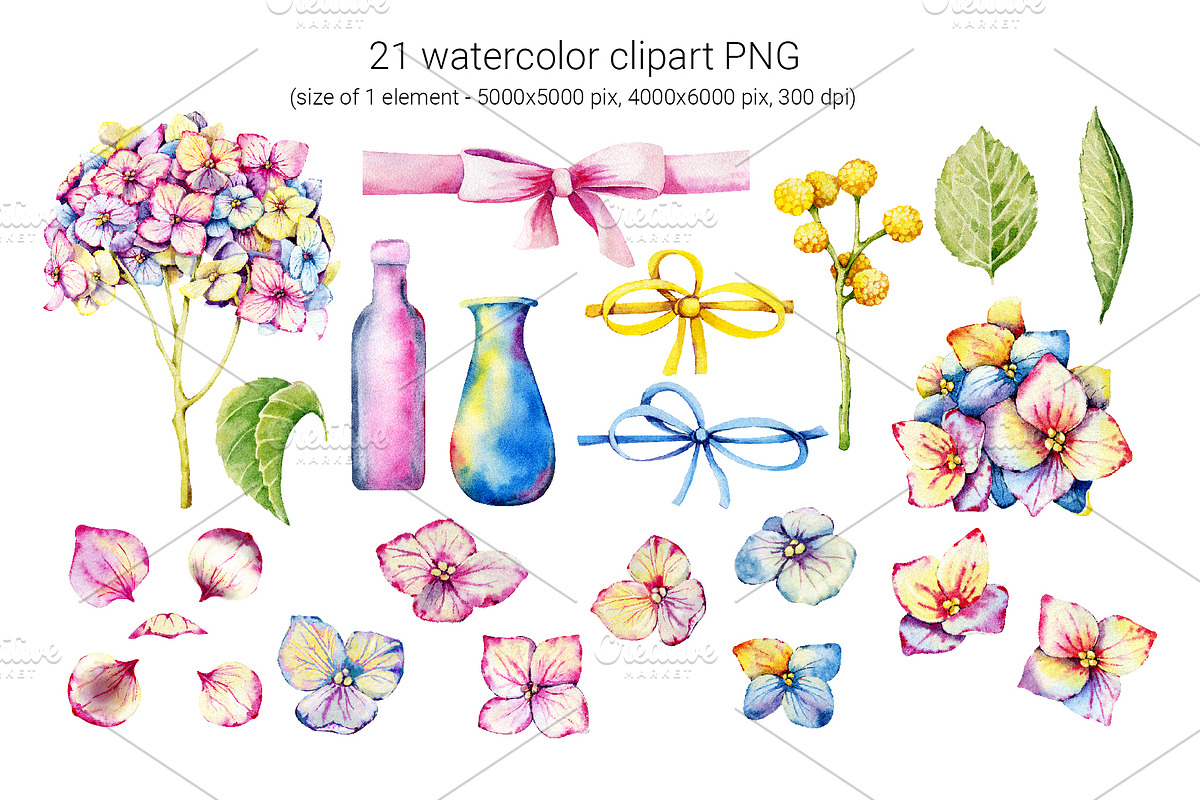 Hydrangea clipart, flower patterns, an Illustration by Artmanata (Photo 2 of 18)