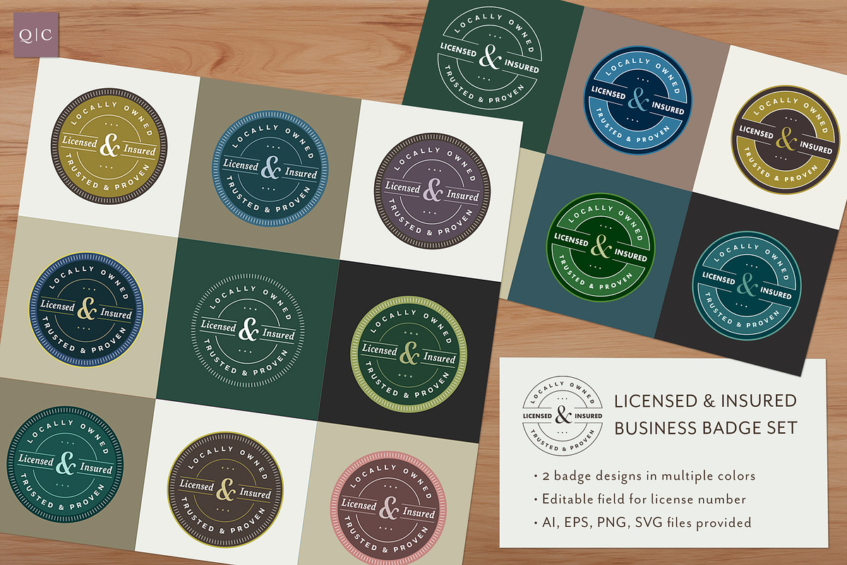 Licensed and Insured Logo Badges, a Graphic by Quietype Co. (Photo 1 of 5)