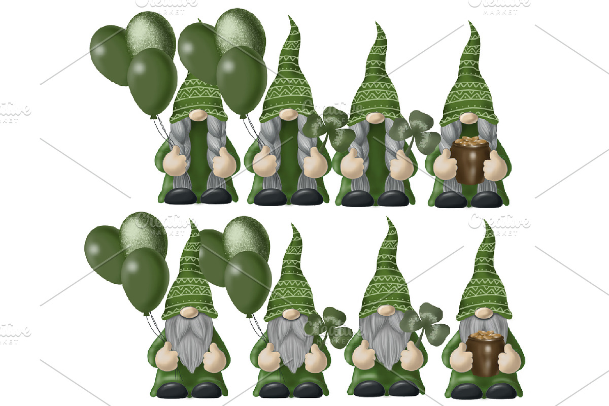 St Patrick gnomes clipart png, an Illustration by KupalinaArt (Photo 4 of 5)