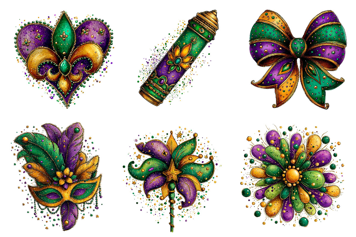 Mardi Gras Sublimation Clipart, an Illustration by Dream Creation (Photo 4 of 5)