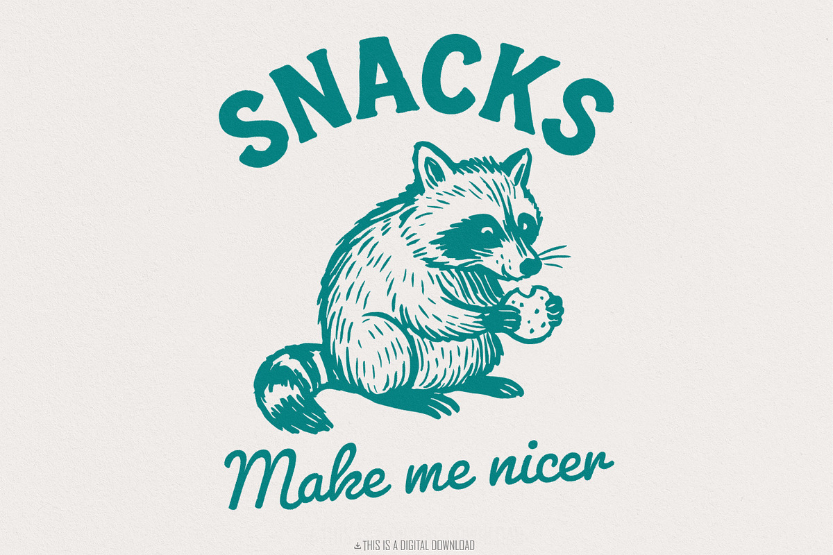 Snacks Make Me Nicer PNG, Raccoon, an Illustration by SharpMarketplace (Photo 1 of 9)