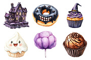 Watercolor Halloween Sweets Clipart, an Illustration by Daily.Designs (Thumbnail 2 of 5)