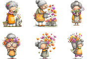Whimsical Spring Garden Grandma Clip, an Illustration by Designking (Thumbnail 3 of 7)