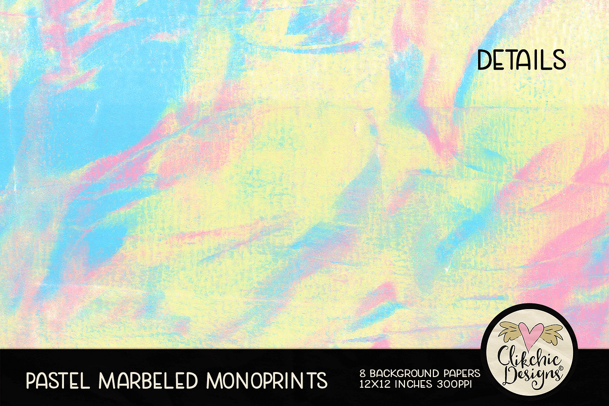 Pastel Marbled Monoprint Backgrounds, a Texture Graphic by Clikchic Designs (Photo 3 of 5)