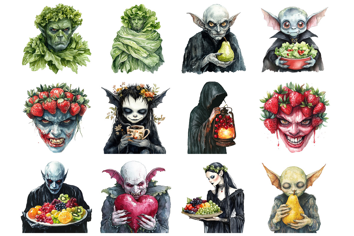 Vegan Vampire Clipart, an Illustration by Design Market (Photo 2 of 3)