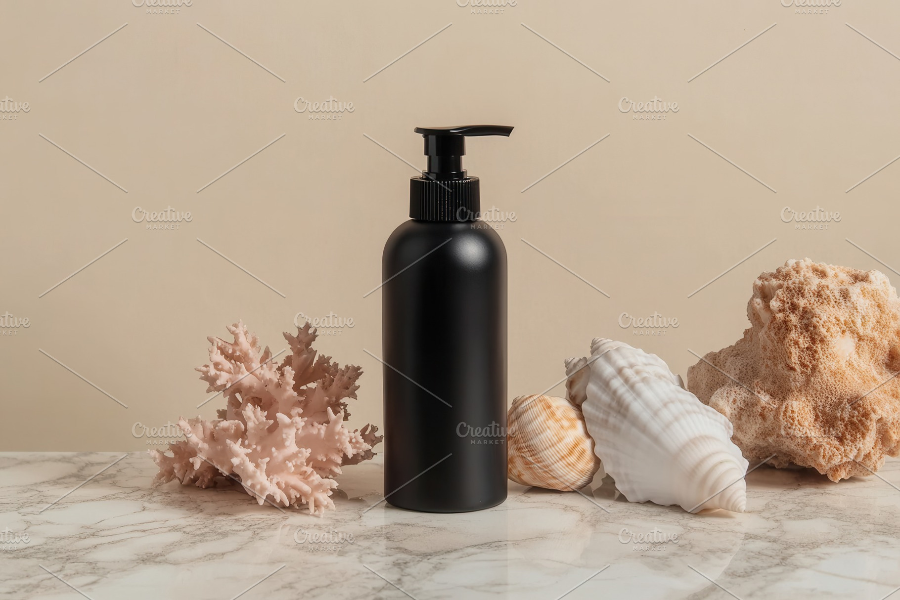 Elegant black cosmetic pump bottle, a Photo by Pavel_design