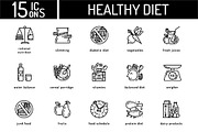 15 Healthy Diet Icons, an Icon by Olha Kostiuk (Thumbnail 1 of 2)