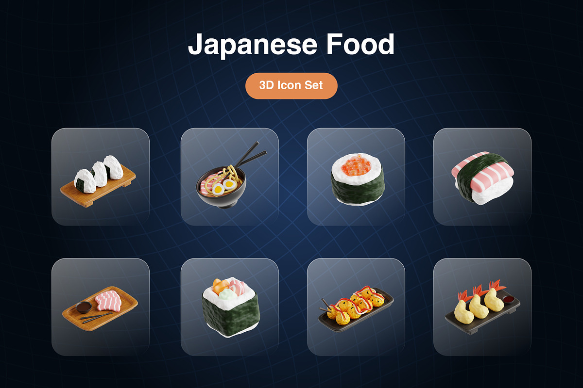 Japanese Food 3D Icons Set, a Food & Drink 3D Model by Kmg Design (Photo 2 of 2)