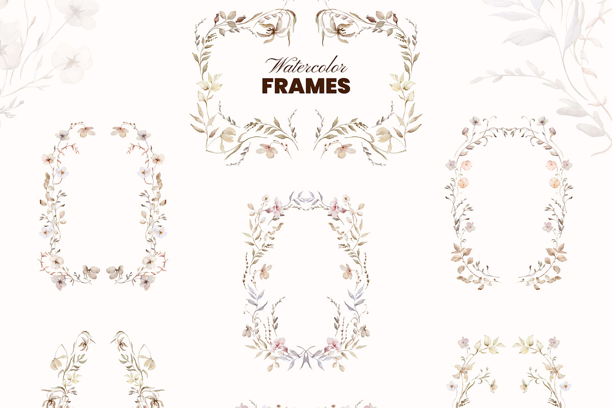 Neutral Botany Watercolor Clipart, a Decorative Illustration by Yuliia Lashevska (Photo 6 of 11)