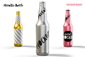 Metallic Bottle Mockup Silver & Gold