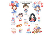 4th of July Watercolor Clipart, an Illustration by CharmClipart (Thumbnail 5 of 9)