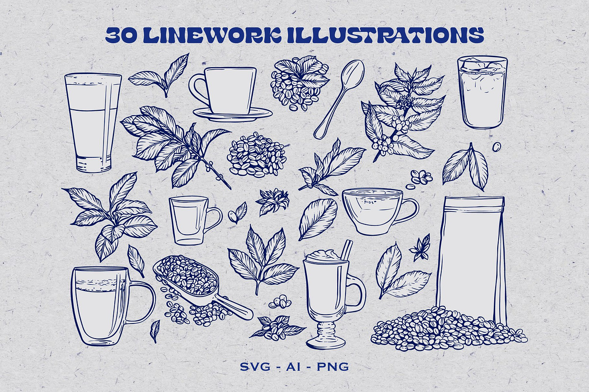 Coffee Illustration Pack, a Food Illustration by Eldorado Design Co. (Photo 3 of 9)
