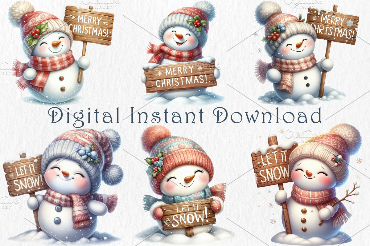 Snowman Clipart Bundle. 30 png, a Seasonal Illustration by GalaDesign03 (Photo 4 of 7)