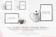 The Black A4 frame mockup bundle, a Print Template by White Hart Co. (Thumbnail 1 of 6)