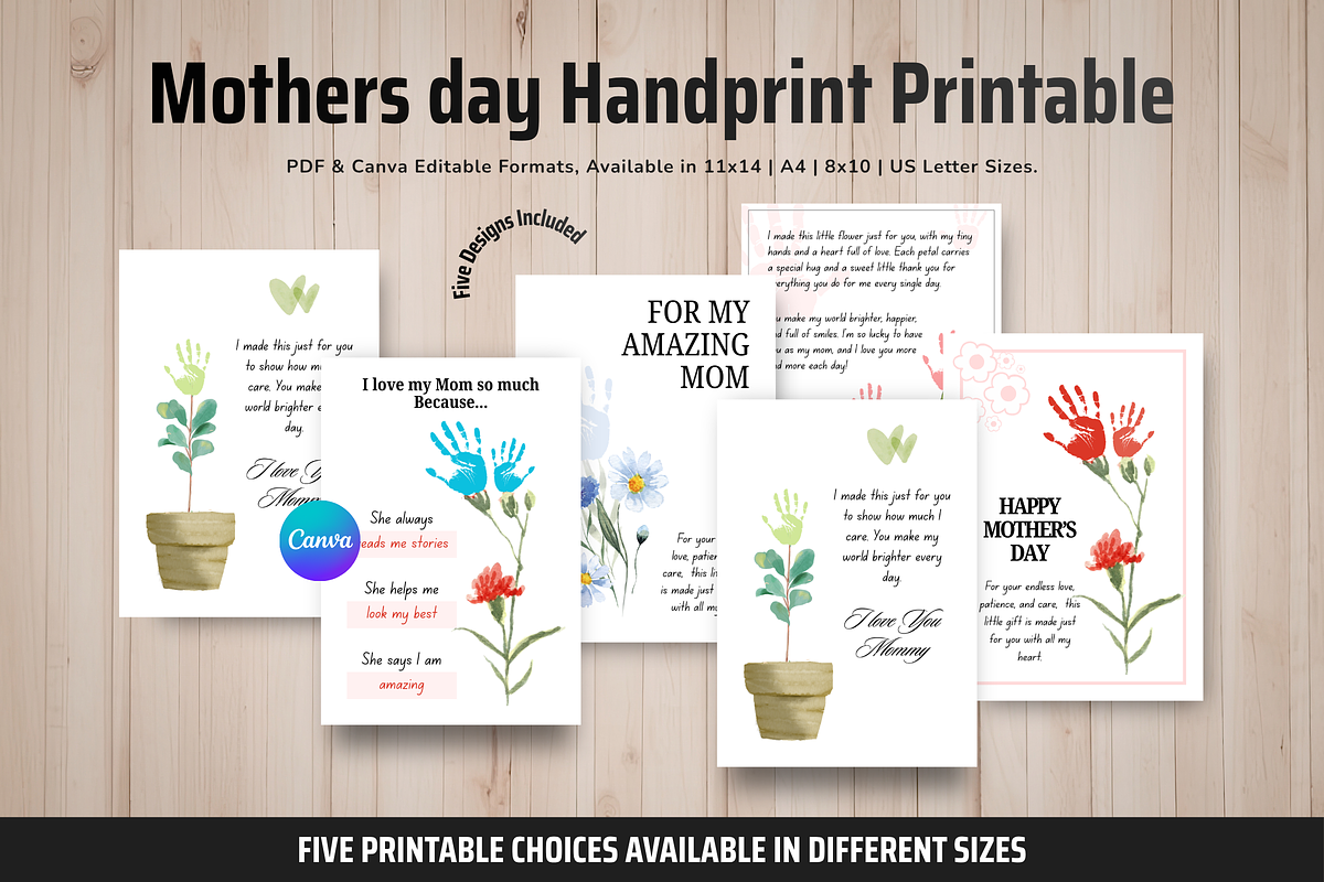 Mother Day Handprint Printable PDF, a Card Template by Snapybiz (Photo 1 of 10)
