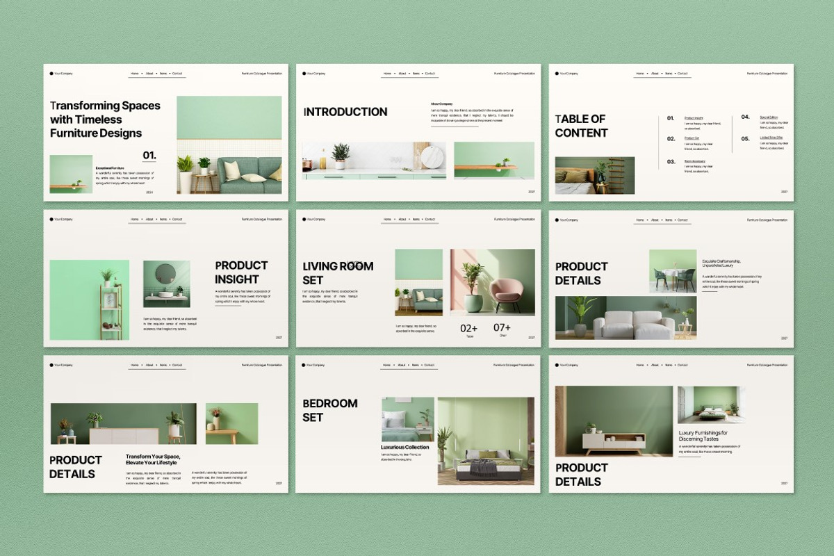 Furniture Catalogue Google Slide, a Presentation Template by graphicook (Photo 2 of 4)