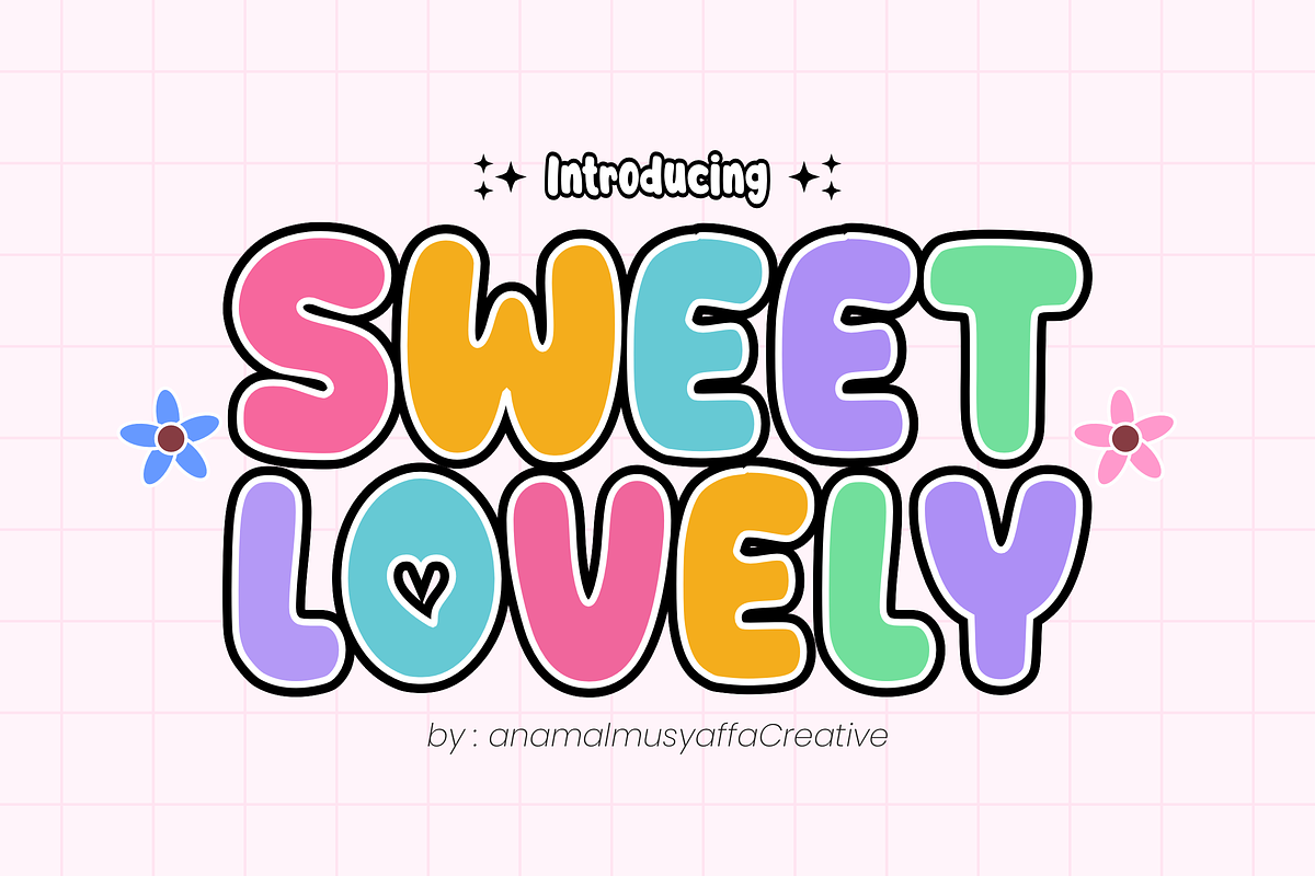 Sweet Lovely - Bubble Display Font, a Handwritten Font by KiddoGlyphs Studio (Photo 1 of 5)