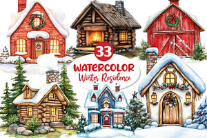 Christmas Winter Residence Clipart, an Illustration by Dream Creation