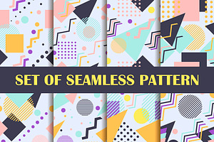 Memphis seamless pattern set