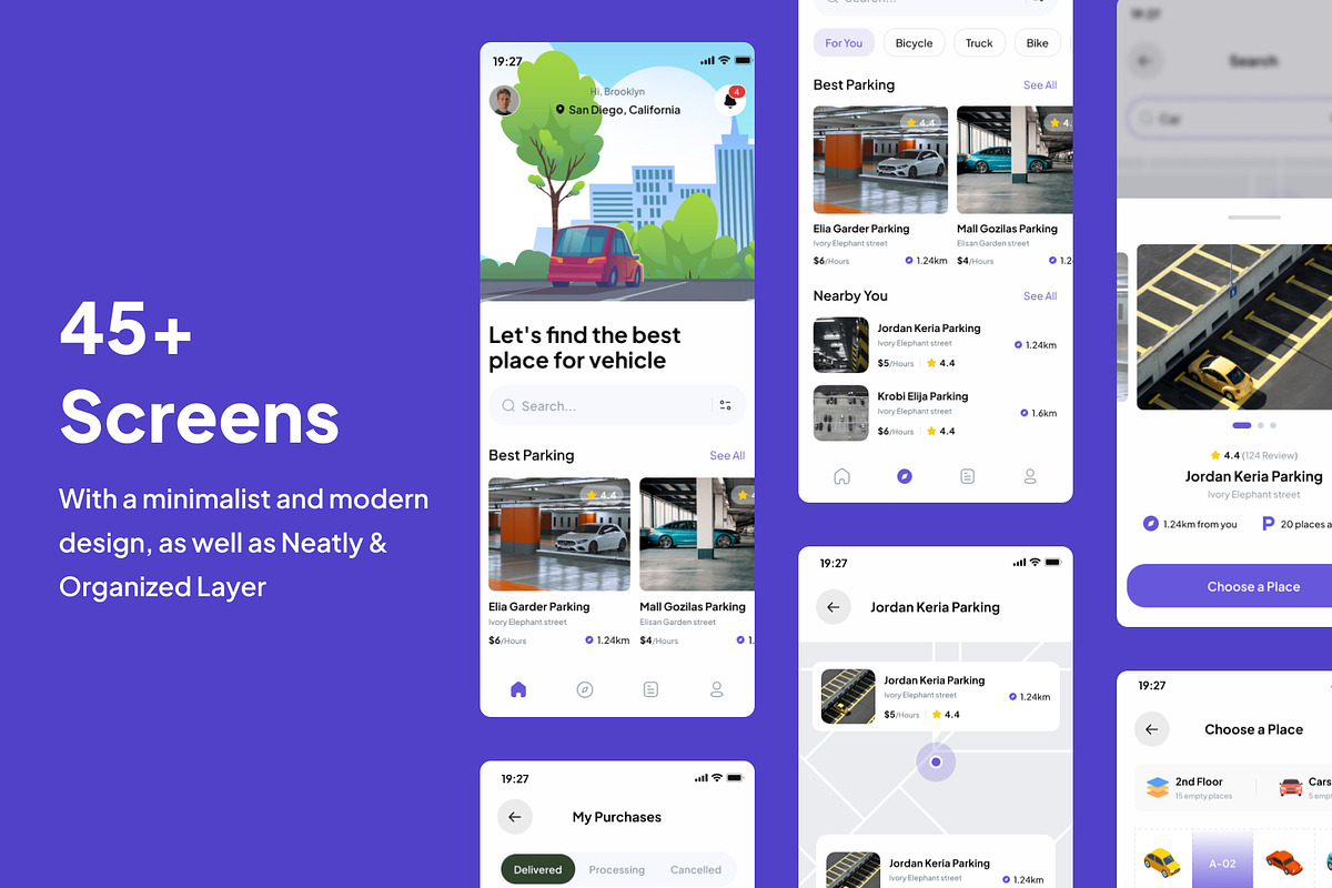 OneSpace - Parking Apps UI Kits, an UI Kit Template by Minialis (Photo 2 of 6)