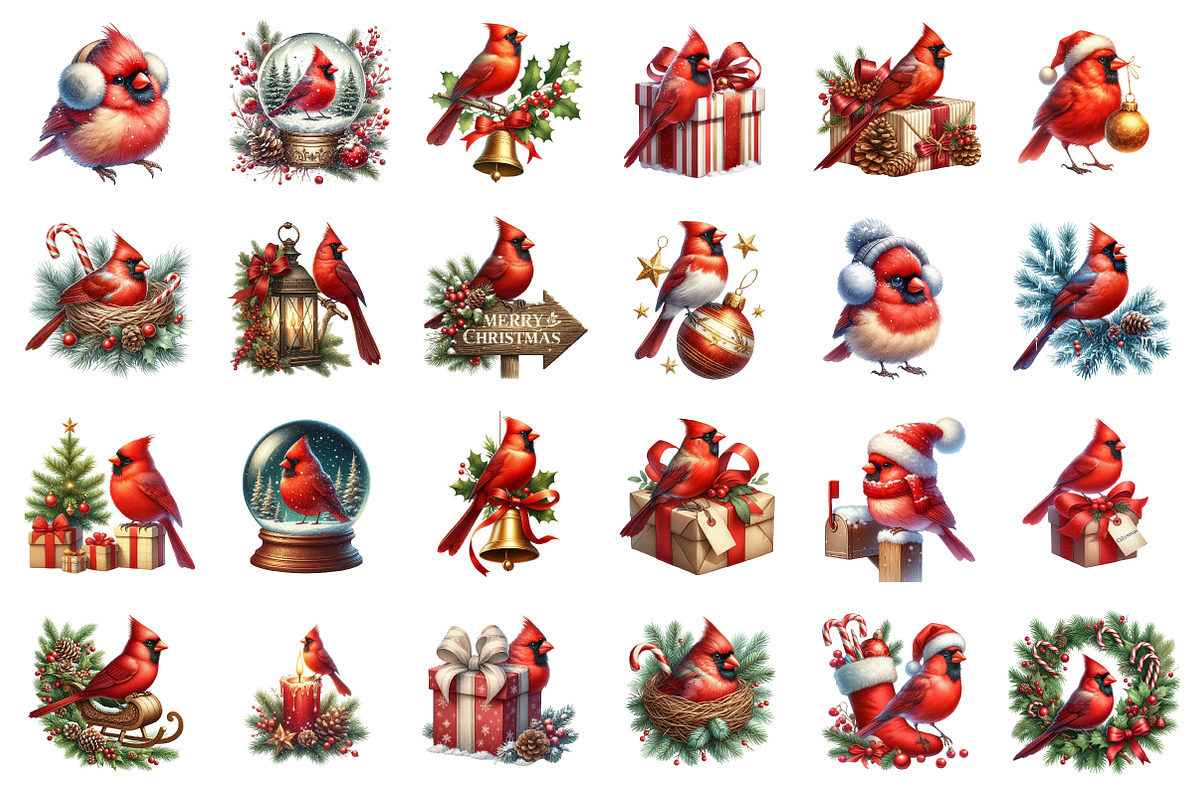 Watercolor Red Cardinal Clipart PNG, an Icon by SinaCreation (Photo 2 of 7)