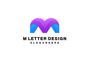 Letter M Design Logo Gradient Color