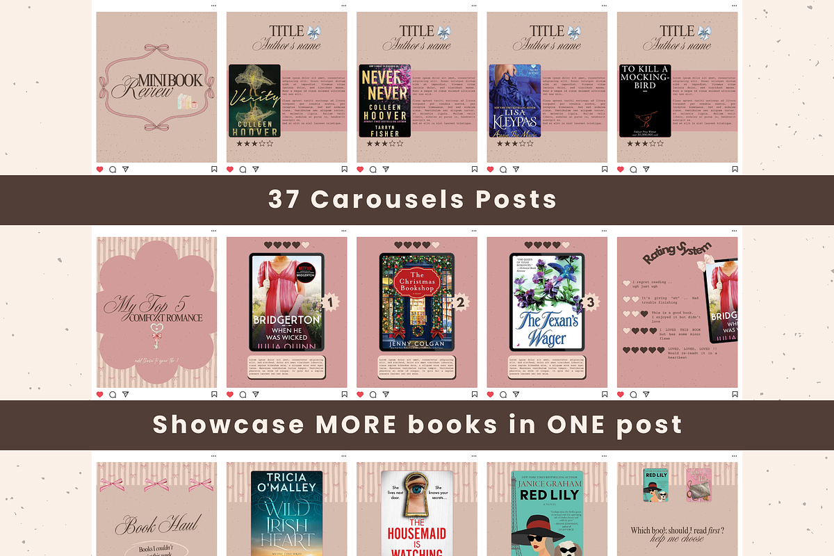 Bookstagram Coquette Template, a Social Media Template by PixelBloomClub (Photo 4 of 8)